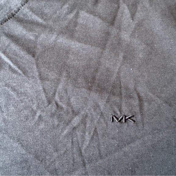 Michael Kors Navy Blue Liquid Cotton V-Neck T-Shirt - Picture 4 of 6